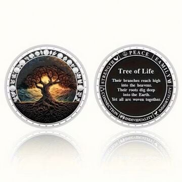 Hayat Ağacı YGG Drasil Yaşam İskandinav Mitolojik Hatıra Metal Şans Parası CP078