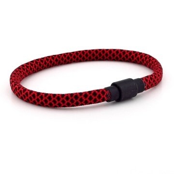 KIRMIZI SİYAH PARACORD İPLİ MIKNATISLI ERKEK BİLEKLİK M012D