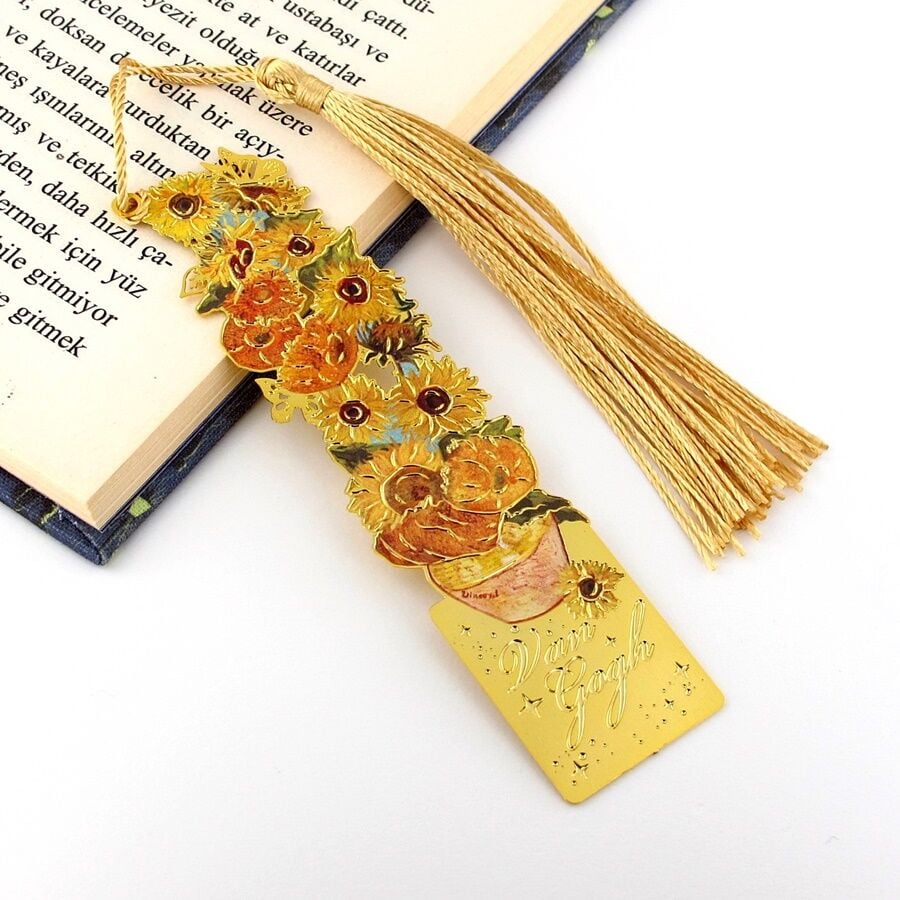 Vincent Van Gogh Ay Çiçekleri Tablo Resim Sanatsal Metal Ayraç Kitap Ayracı AY072