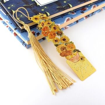 Vincent Van Gogh Ay Çiçekleri Tablo Resim Sanatsal Metal Ayraç Kitap Ayracı AY072