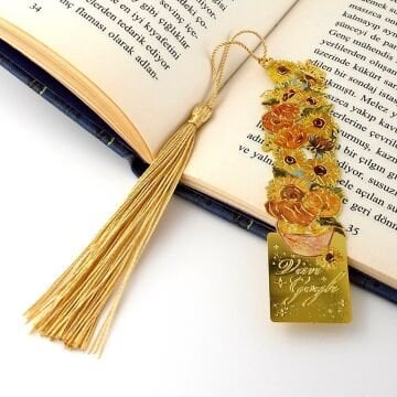 Vincent Van Gogh Ay Çiçekleri Tablo Resim Sanatsal Metal Ayraç Kitap Ayracı AY072