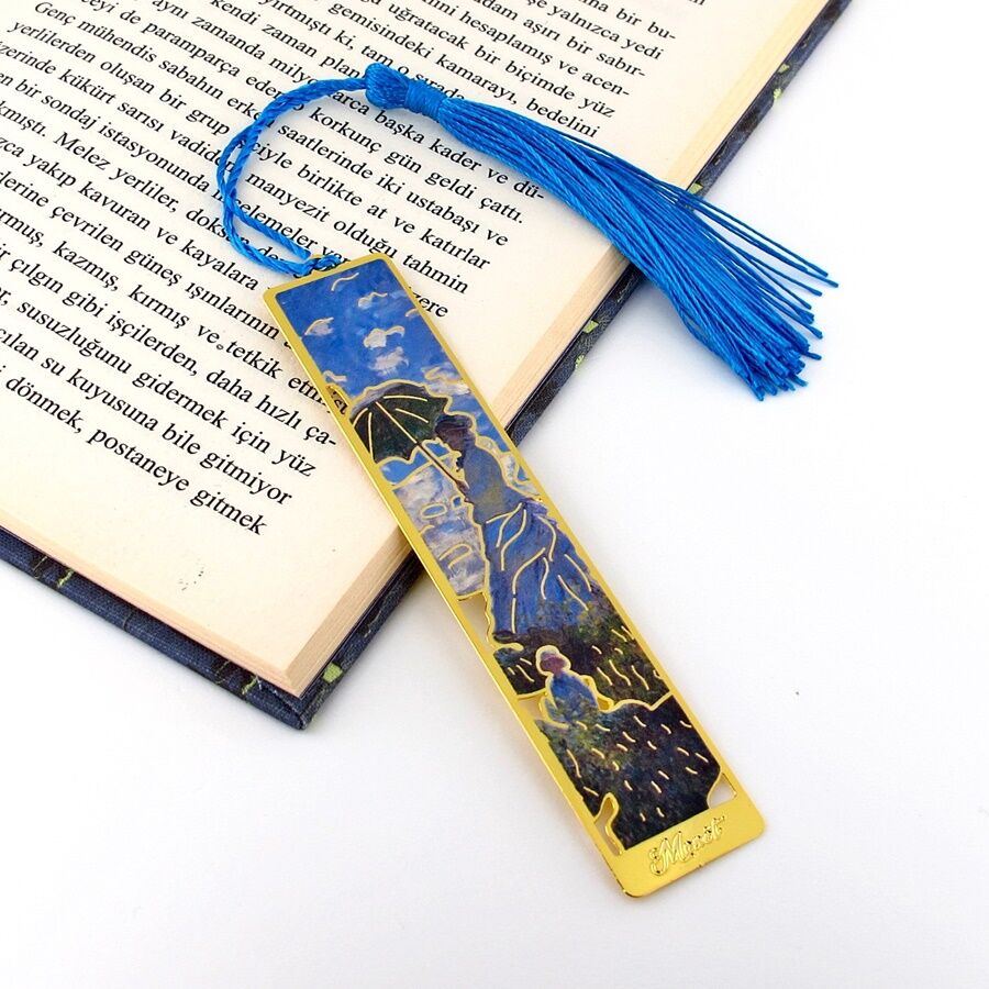 Claude Monet Şemsiyeli Kadın Tablo Sanat Metal Ayraç Kitap Ayracı AY079