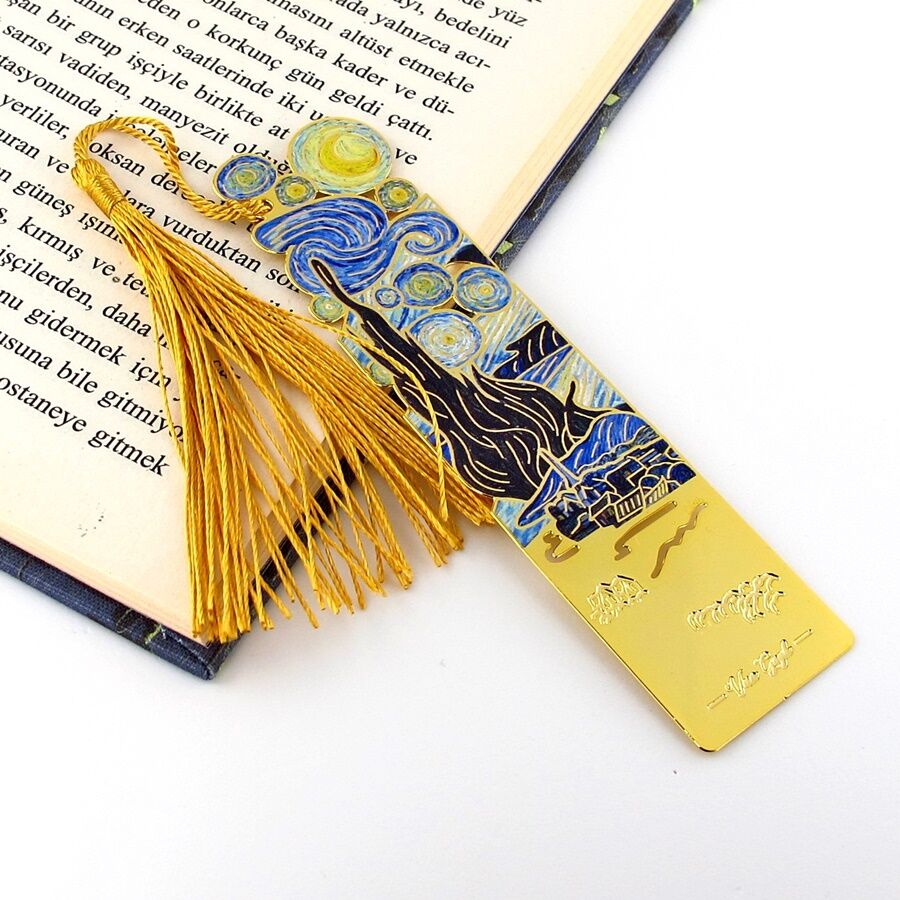 Vincent Van Gogh Yıldızlı Gece Starry Night Tablo Metal Ayraç Kitap Ayracı  AY085