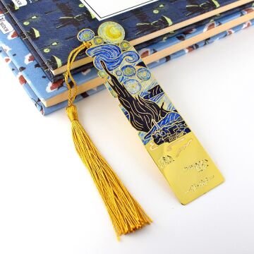 Vincent Van Gogh Yıldızlı Gece Starry Night Tablo Metal Ayraç Kitap Ayracı  AY085