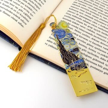 Vincent Van Gogh Yıldızlı Gece Starry Night Tablo Metal Ayraç Kitap Ayracı  AY085