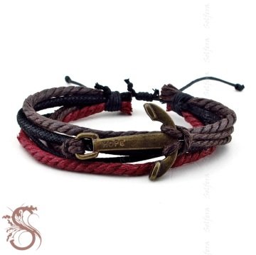 BRONZ ÇAPA BORDO KAHVE SİYAH HALAT SARMA ERKEK BİLEKLİK BL013