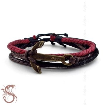 BRONZ ÇAPA BORDO KAHVE SİYAH HALAT SARMA ERKEK BİLEKLİK BL013