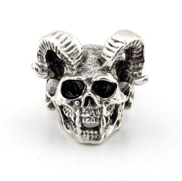 Boynuzlu Kurukafa Gotik Pirinç Ayarlanabilir Erkek Yüzük RG027