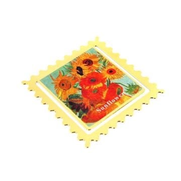 Vincent Van Gogh Ayçiçekleri Sunflowers Pul Tarzı Metal Ayraç Kitap Ayracı AY092