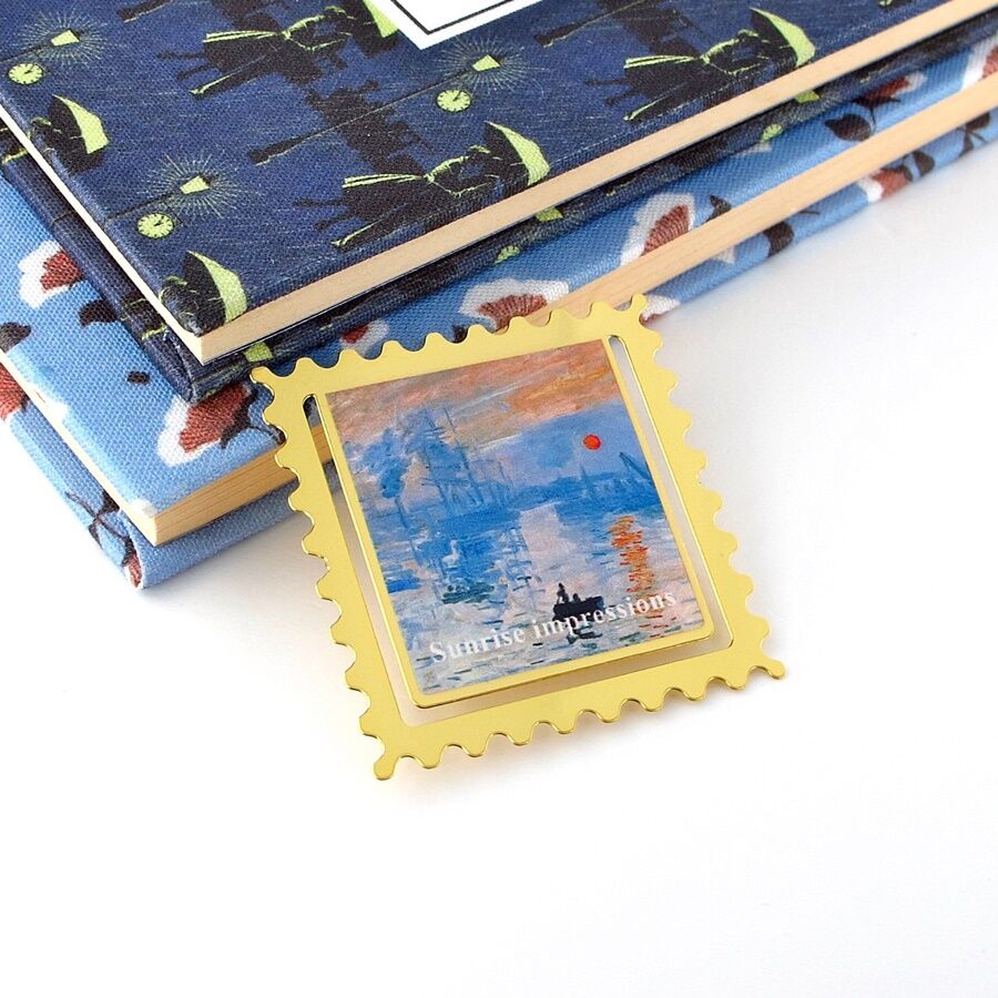 Claude Monet İzlenim Gündoğumu Impression Pul Tarzı Metal Ayraç Kitap Ayracı AY093