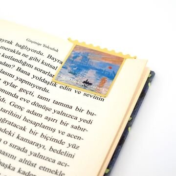 Claude Monet İzlenim Gündoğumu Impression Pul Tarzı Metal Ayraç Kitap Ayracı AY093