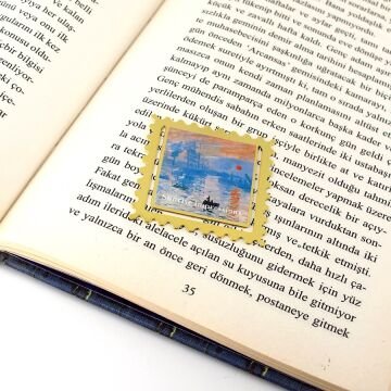 Claude Monet İzlenim Gündoğumu Impression Pul Tarzı Metal Ayraç Kitap Ayracı AY093