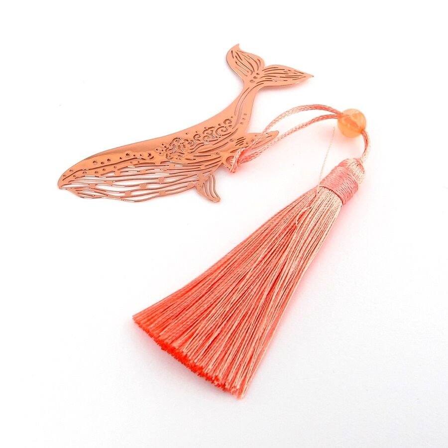 Balina Motifli Okyanus Rose Bookmark Metal Ayraç Kitap Ayracı AY094