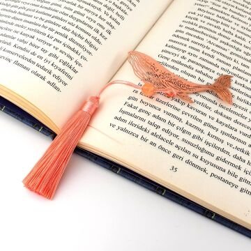 Balina Motifli Okyanus Rose Bookmark Metal Ayraç Kitap Ayracı AY094