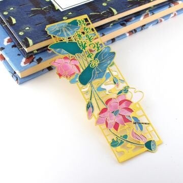 Lotus Çiçeği Pembe Çiçek Bookmark Metal Ayraç Kitap Ayracı AY095
