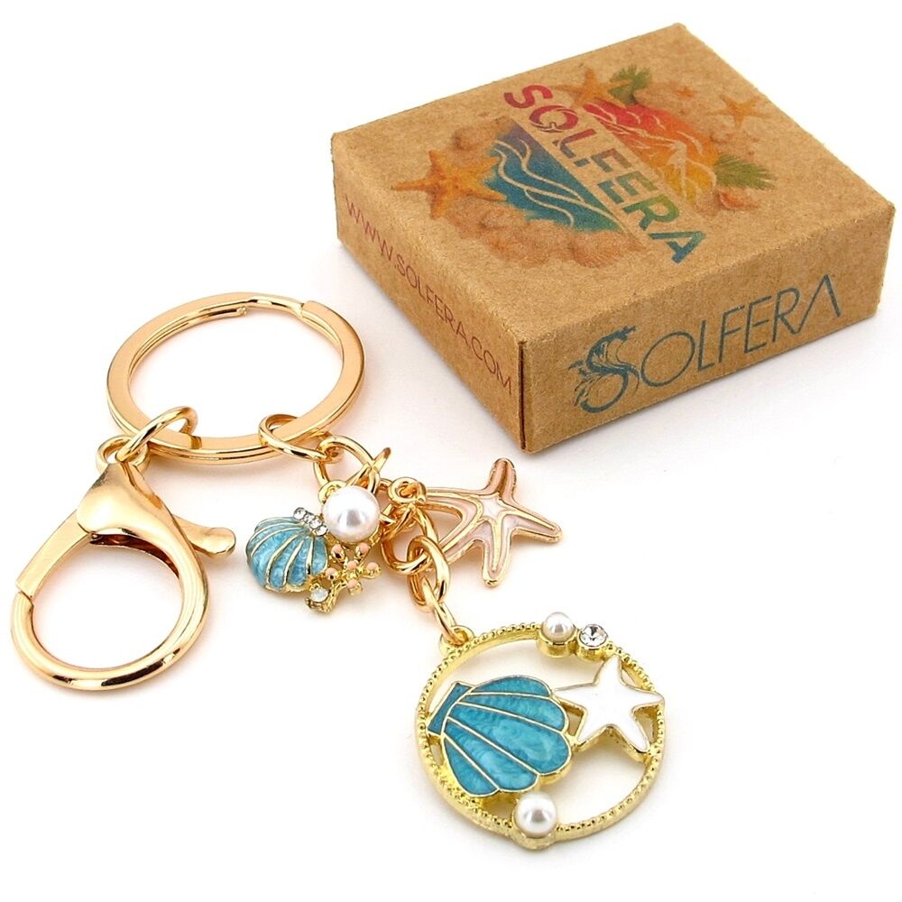 Plaj Mavi Deniz Kabuğu Tatil Kumsal Yaz Temalı Çanta Süsü Charm Anahtarlık KY128