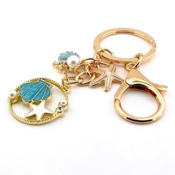 Plaj Mavi Deniz Kabuğu Tatil Kumsal Yaz Temalı Çanta Süsü Charm Anahtarlık KY128