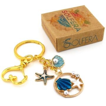 Plaj Lacivert Deniz Kabuğu Kumsal Yaz İstiridye Çanta Süsü Charm Anahtarlık KY129