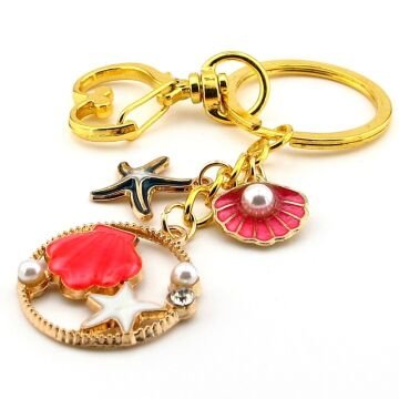 Plaj Pembe Deniz Kabuğu Kumsal Yaz İstiridye Çanta Süsü Charm Anahtarlık KY131