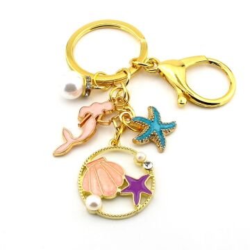 Denizkızı Deniz Kabuğu Kumsal Yıldız İstiridye Çanta Süsü Charm Anahtarlık KY132