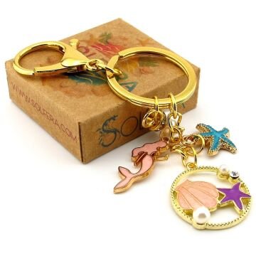 Denizkızı Deniz Kabuğu Kumsal Yıldız İstiridye Çanta Süsü Charm Anahtarlık KY132