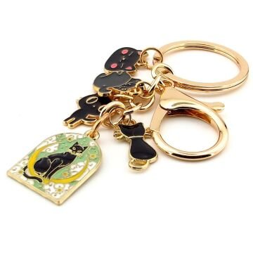 Sevimli Kara Kediler Tarot Ay Kartı Şans Çanta Süsü Charm Anahtarlık KY139