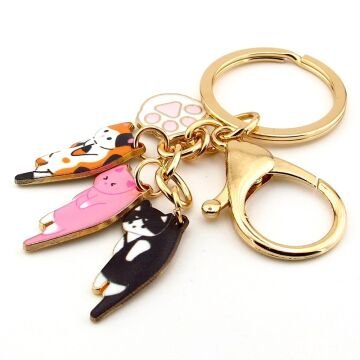 Yavru Kediler Pati Sallantılı Çanta Süsü Charm Metal Anahtarlık  KY142