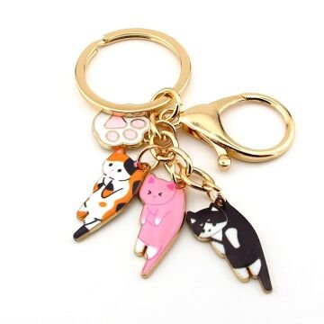 Yavru Kediler Pati Sallantılı Çanta Süsü Charm Metal Anahtarlık  KY142