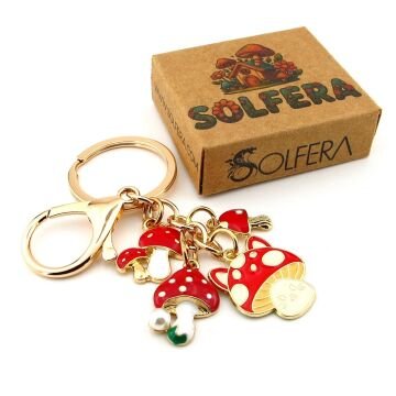 Kırmızı Mantar Orman Doğa Tabiat Çanta Süsü Charm Metal Anahtarlık KY144