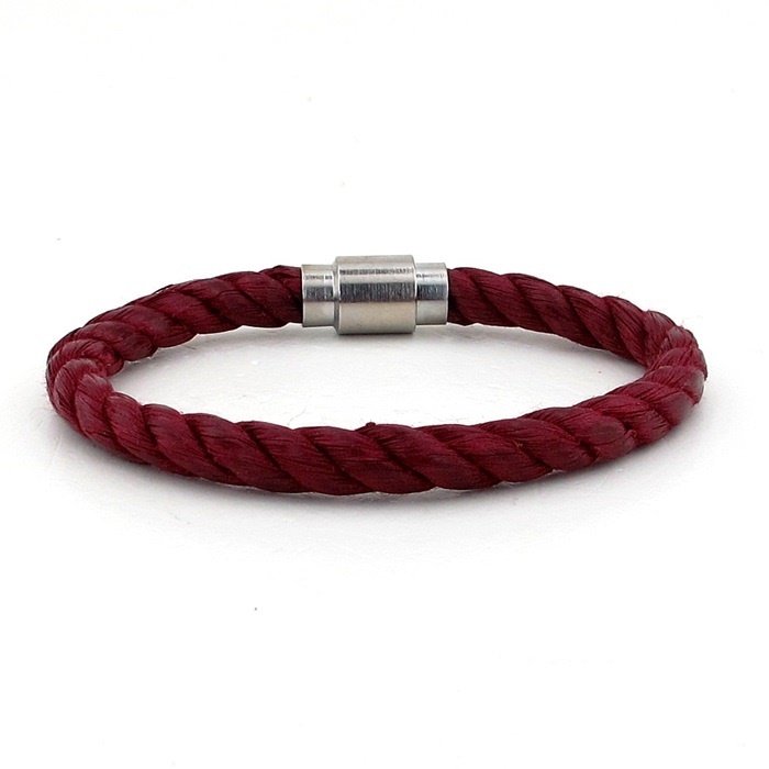 BORDO HALAT GÜMÜŞ RENK MANYETİK KLİPSLİ ERKEK BİLEKLİK BT386