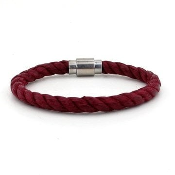 BORDO HALAT GÜMÜŞ RENK MANYETİK KLİPSLİ ERKEK BİLEKLİK BT386