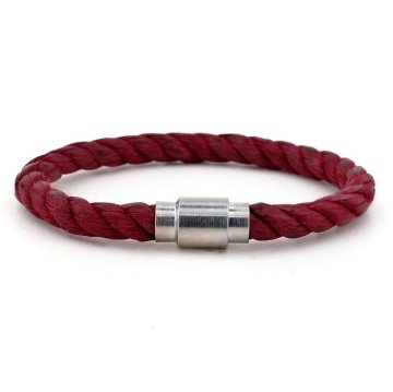 BORDO HALAT GÜMÜŞ RENK MANYETİK KLİPSLİ ERKEK BİLEKLİK BT386