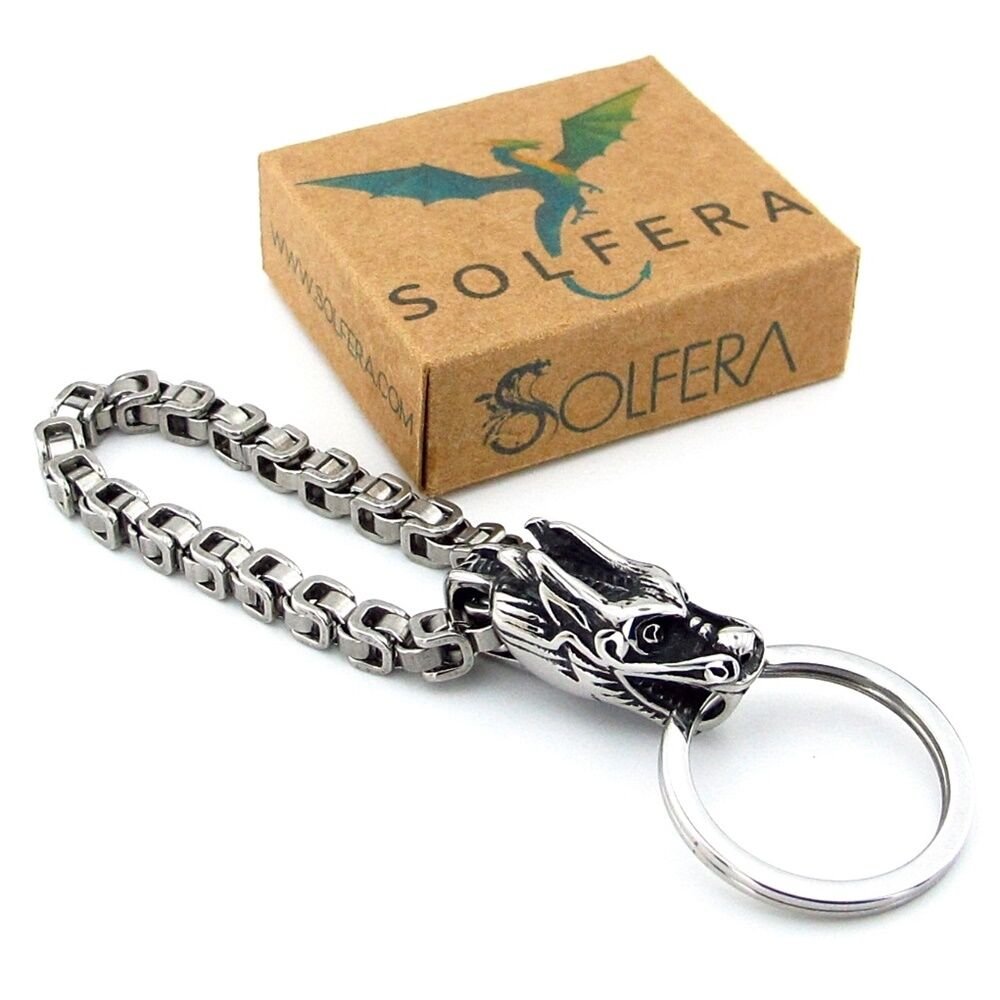 Ejderha Dragon Metal Zincirli Gümüş Renk Anahtarlık KY154