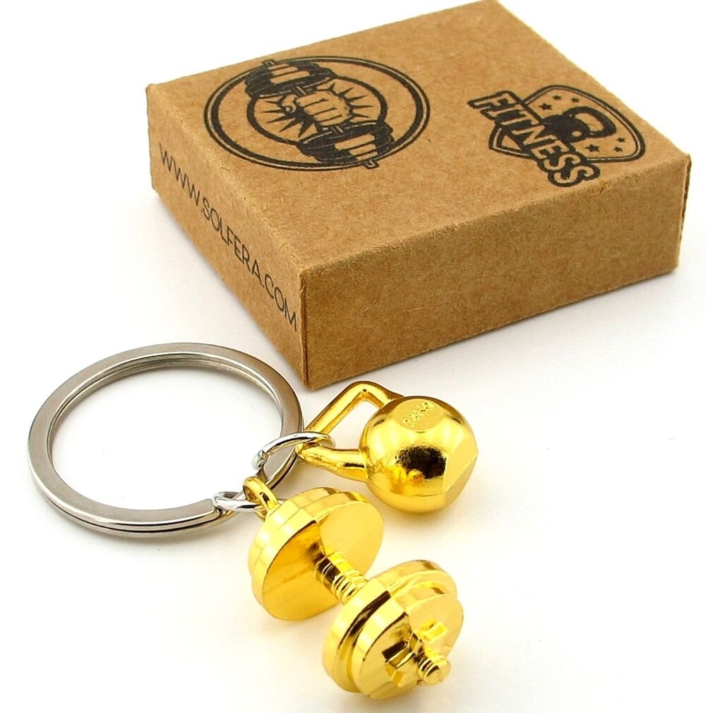 Sarı Renk Dambıl Ağırlık Fitness Bodybuilding Halter Metal Anahtarlık KY155