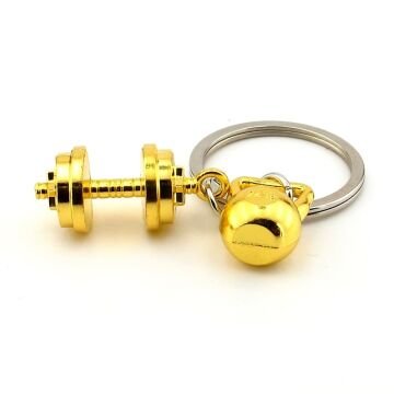 Sarı Renk Dambıl Ağırlık Fitness Bodybuilding Halter Metal Anahtarlık KY155