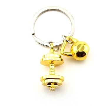 Sarı Renk Dambıl Ağırlık Fitness Bodybuilding Halter Metal Anahtarlık KY155