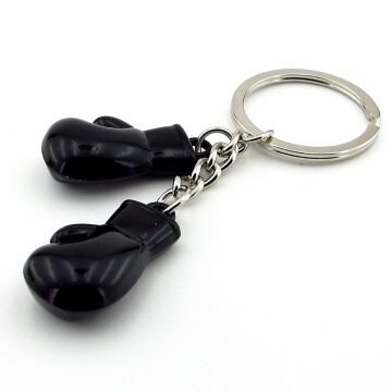 Çift Boks Eldiveni Boksör Spor Siyah Renk Metal Anahtarlık KY156