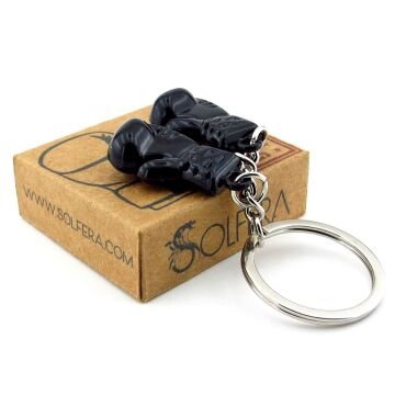 Çift Boks Eldiveni Boksör Spor Siyah Renk Metal Anahtarlık KY156