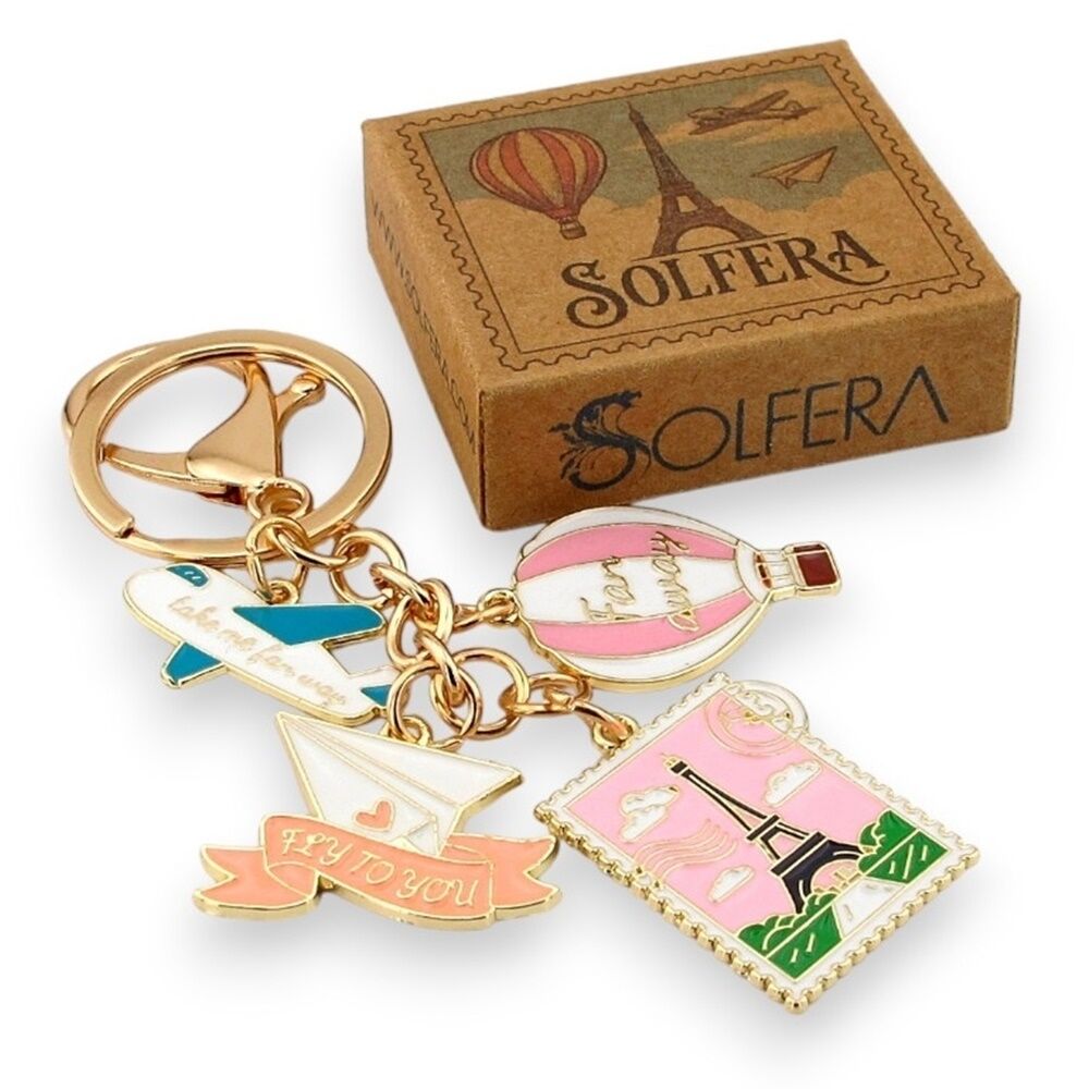 Paris Eyfel Kulesi Kağıt Uçak Balon Fransa Çanta Süsü Charm Anahtarlık KY157
