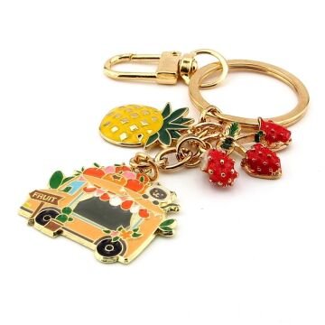Meyve Kamyoneti Ananas Çilek Yaz Çanta Süsü Charm Metal Anahtarlık KY161