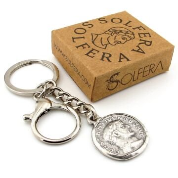 Antik Roma Sikke Şeklinde Constantinius Metal Eskitme Anahtarlık KY162