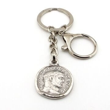 Antik Roma Sikke Şeklinde Constantinius Metal Eskitme Anahtarlık KY162