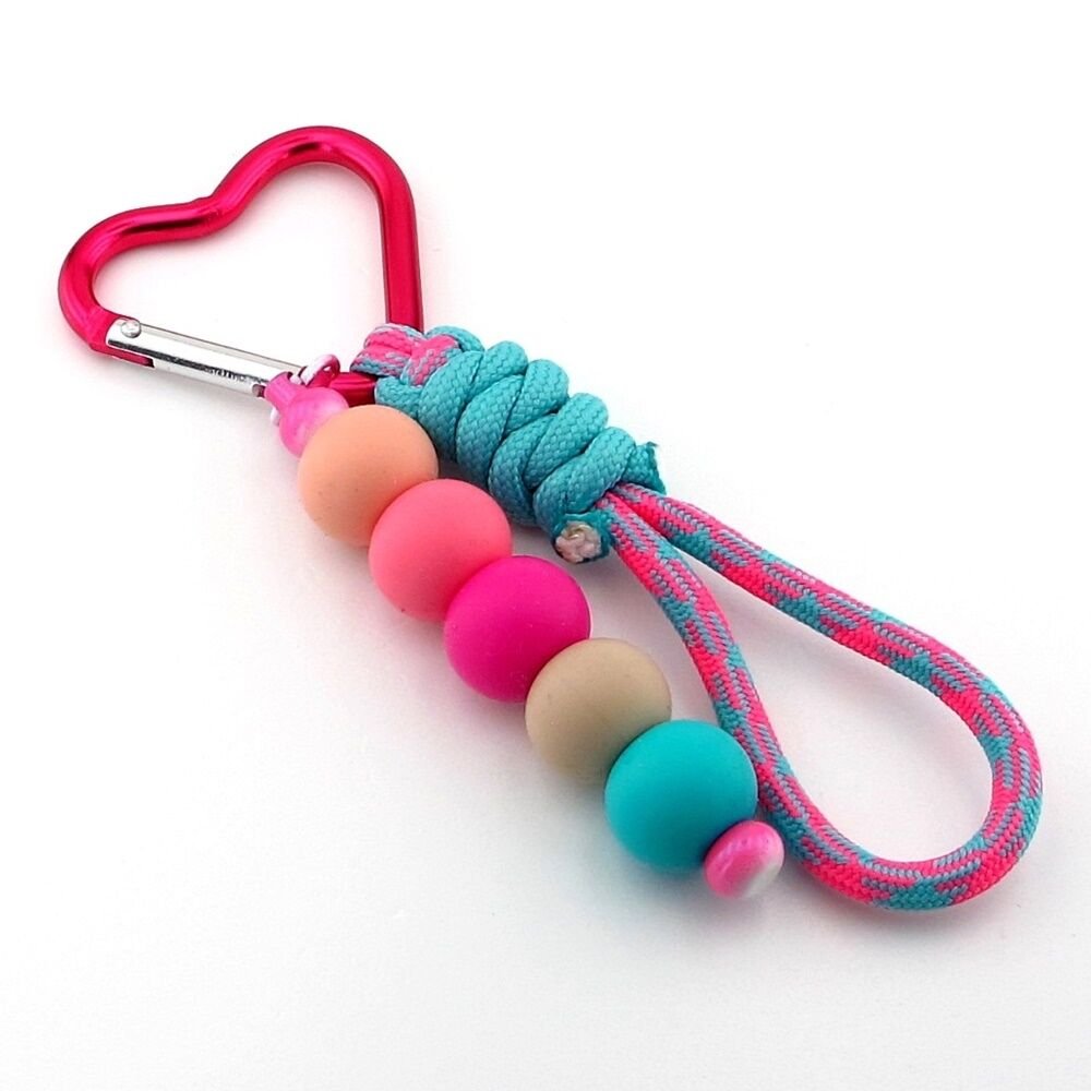 Pamuk Şeker Kalp Klipsli El Yapımı Pembe Mavi Top Charmlı Çanta Süsü KY166