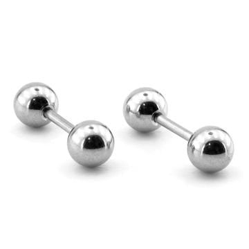 Gümüş Renkli Top Uçlu Vidalı Bar Piercing Kadın Erkek Küpe ER046