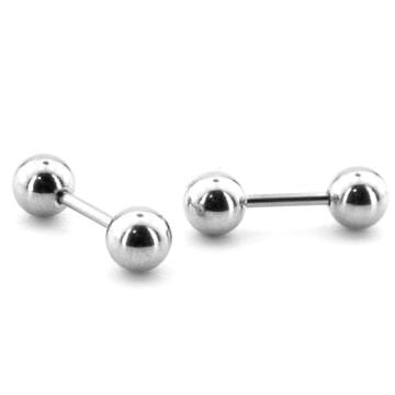 Gümüş Renkli Top Uçlu Vidalı Bar Piercing Kadın Erkek Küpe ER046