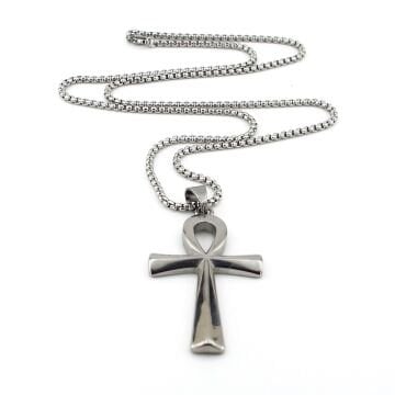 Ankh Antik Mısır Yaşam Sembol Paslanmaz Titanyum Çelik Erkek Kolye Q1004