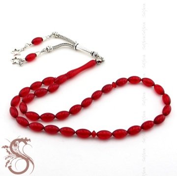 KIRMIZI RENKLİ AKRİLİK ARPA TANELİ TESBİH TS347