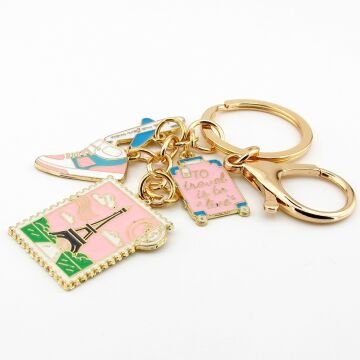 Paris Eyfel Kulesi Uçak Bavul Seyahat Fransa Çanta Süsü Charm Anahtarlık KY177