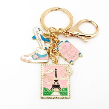 Paris Eyfel Kulesi Uçak Bavul Seyahat Fransa Çanta Süsü Charm Anahtarlık KY177