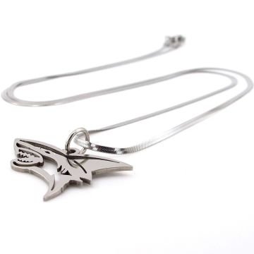 Köpekbalığı Resif Balık Yassı İtalyan Çelik Erkek Zincir Kolye Q0958